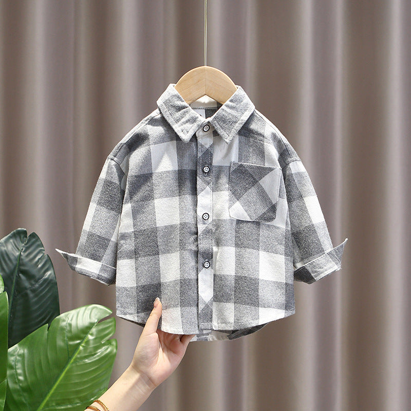 Camisa Infantil Xadrez Manga Longa