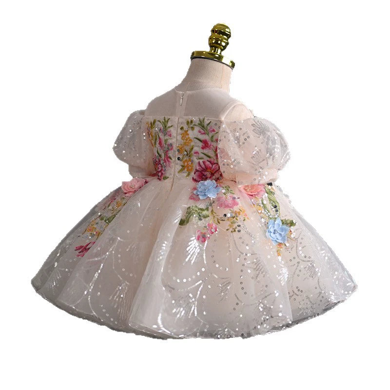 Vestido Infantil Brilhante Flores