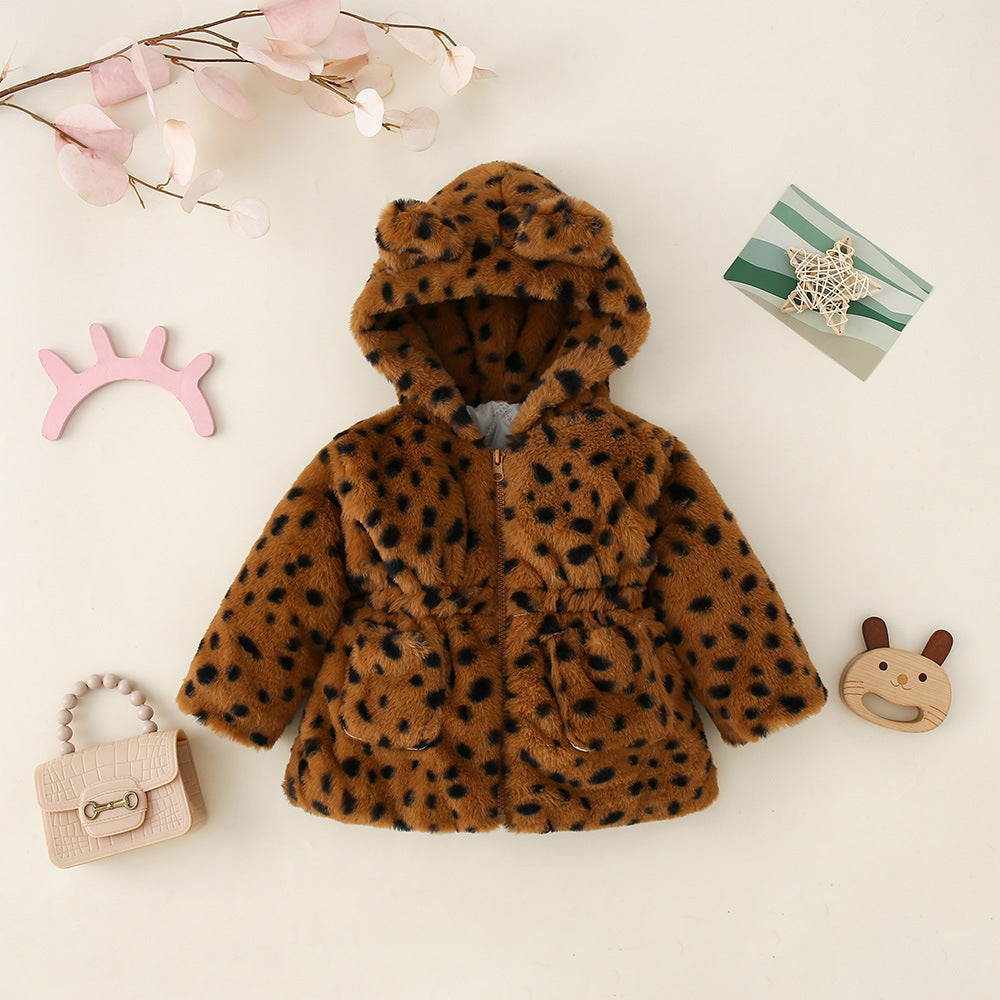 Casaco Infantil Feminino Corações Leopardo