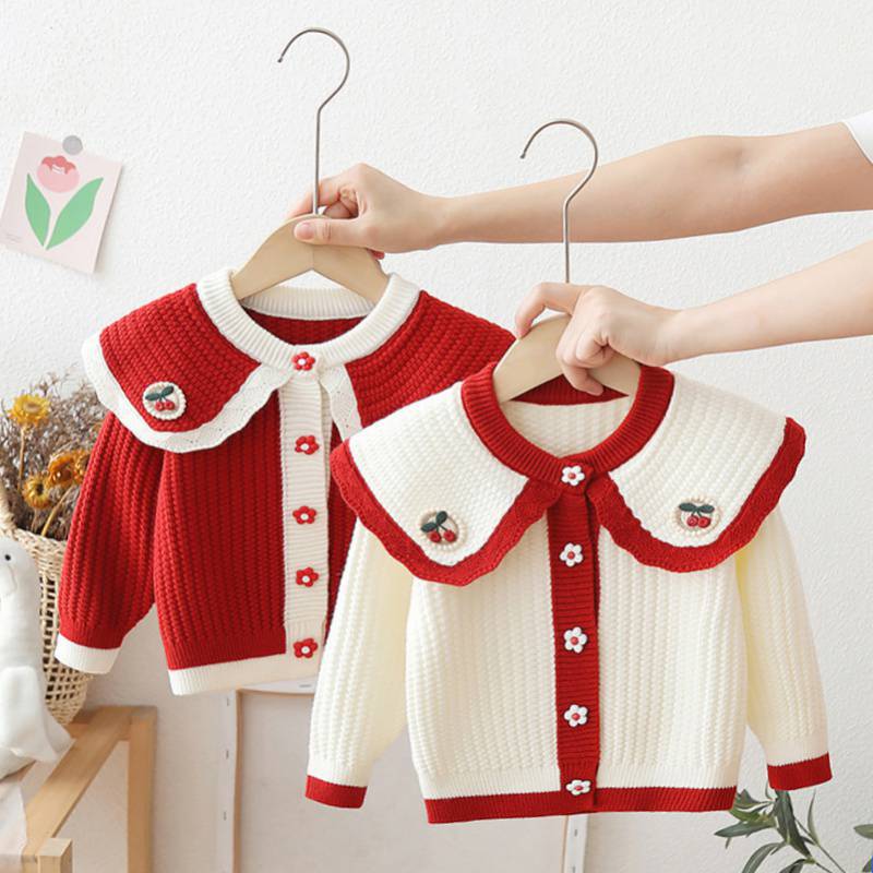 Cardigan Infantil Tricô Cerejinhas e Florzinhas