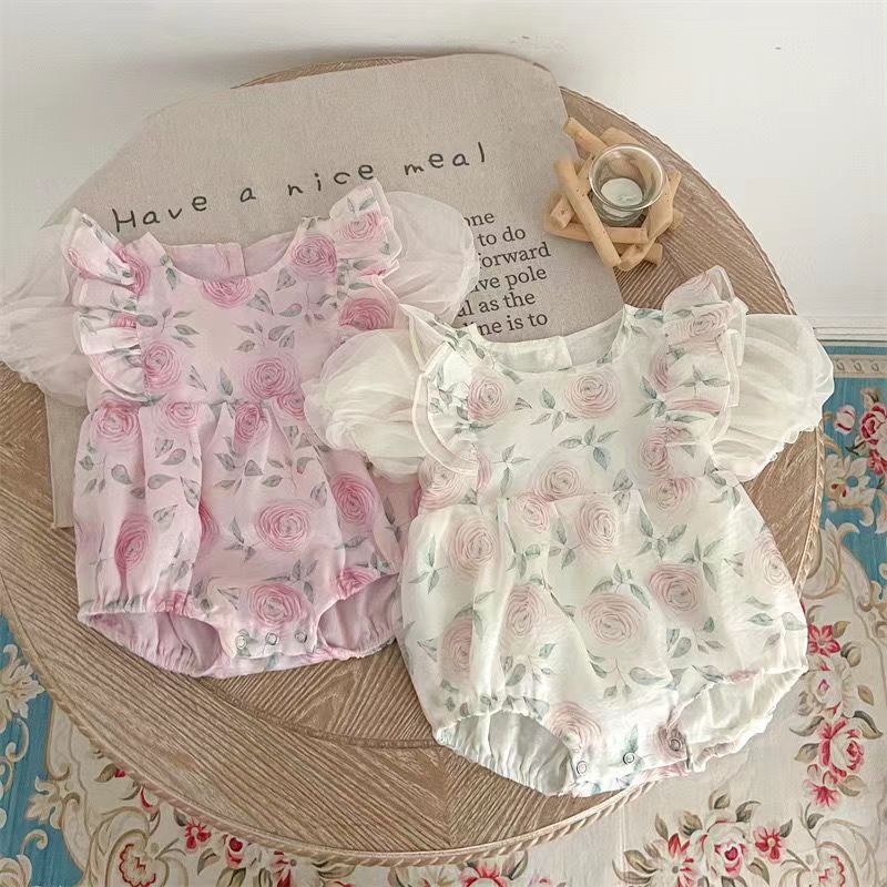 Body Infantil Feminino Floral Tule