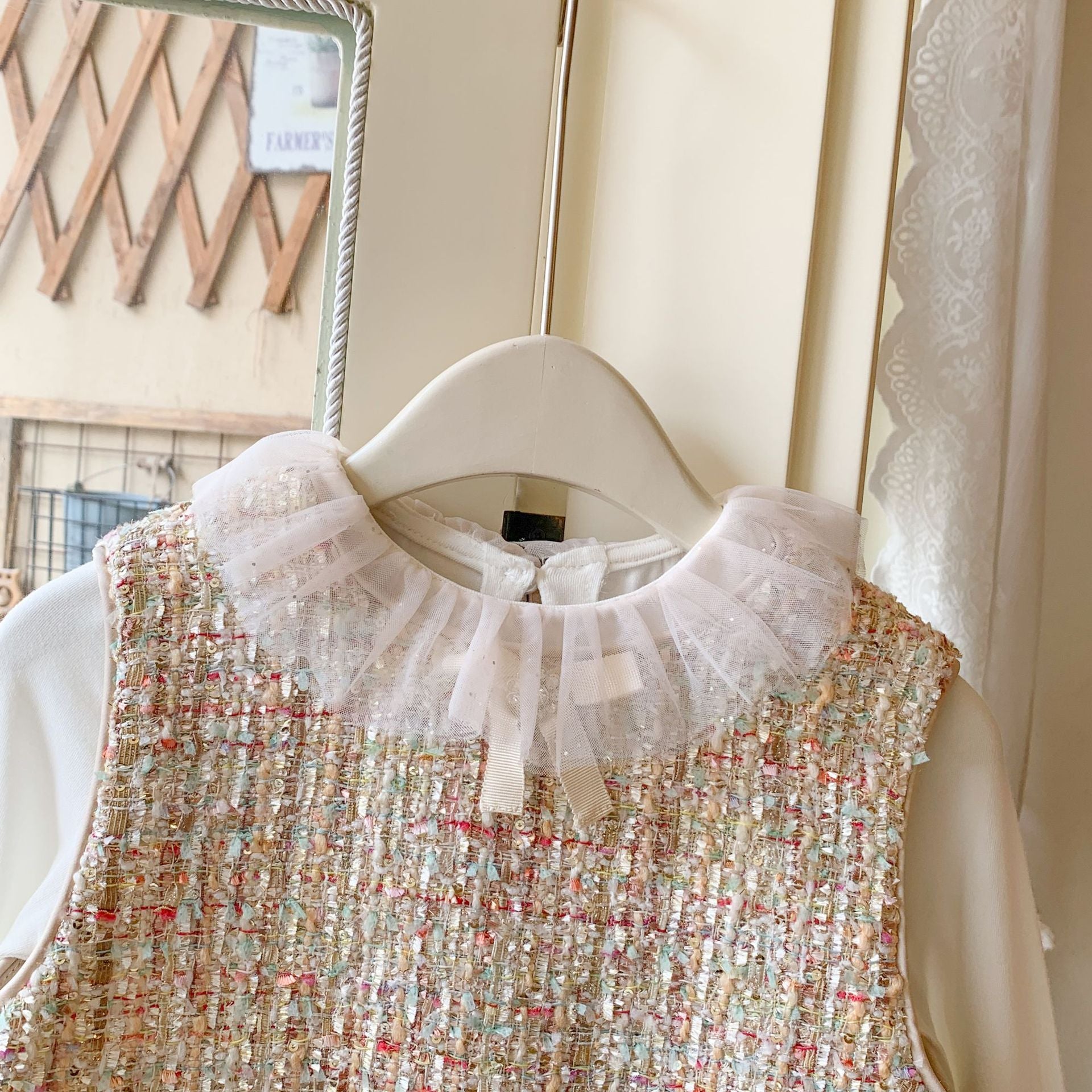 Vestido Infantil Tweed + Camisa