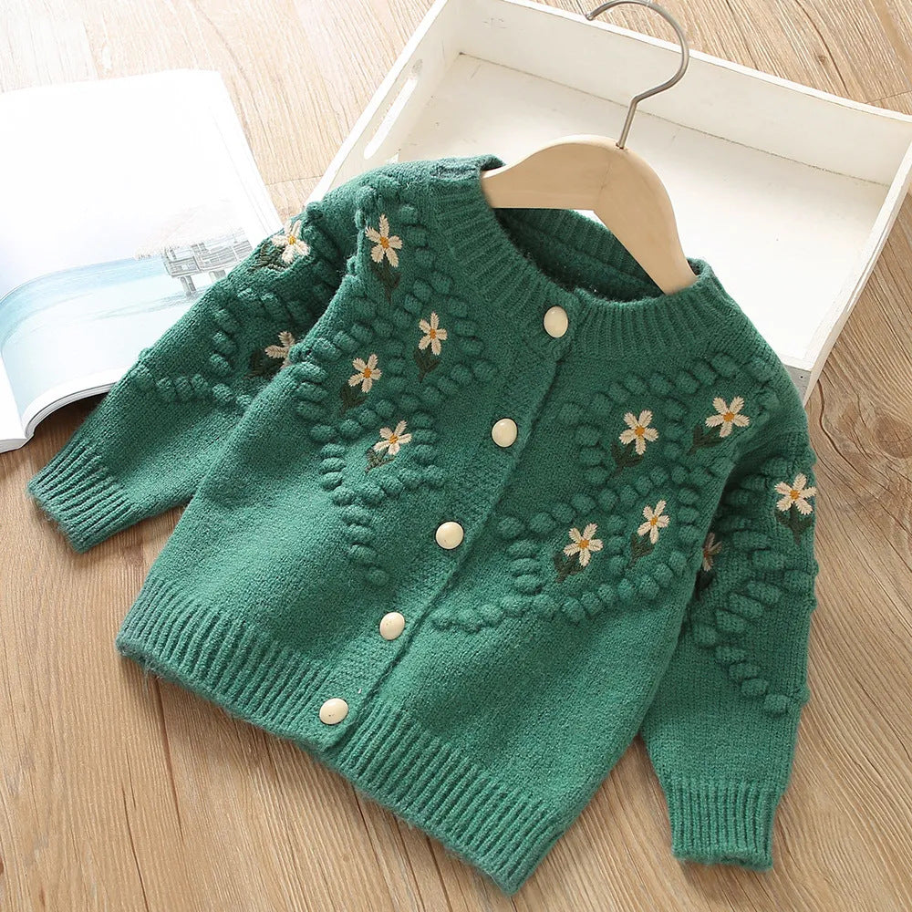 Cardigan Infantil Tricô Florzinhas