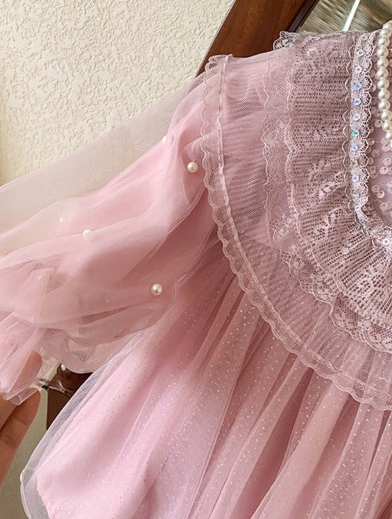 Vestido Infantil Tule Renda e Brilhos