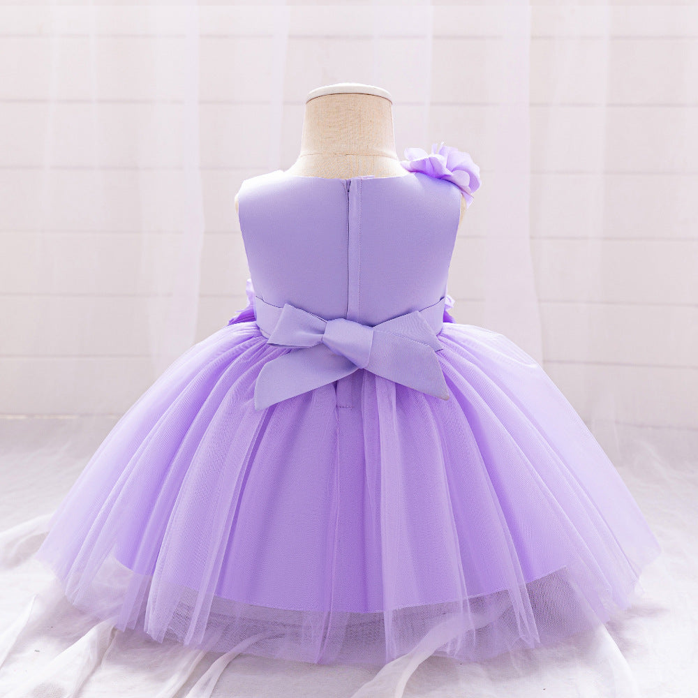 Vestido De Festa Infantil Roxo Flores