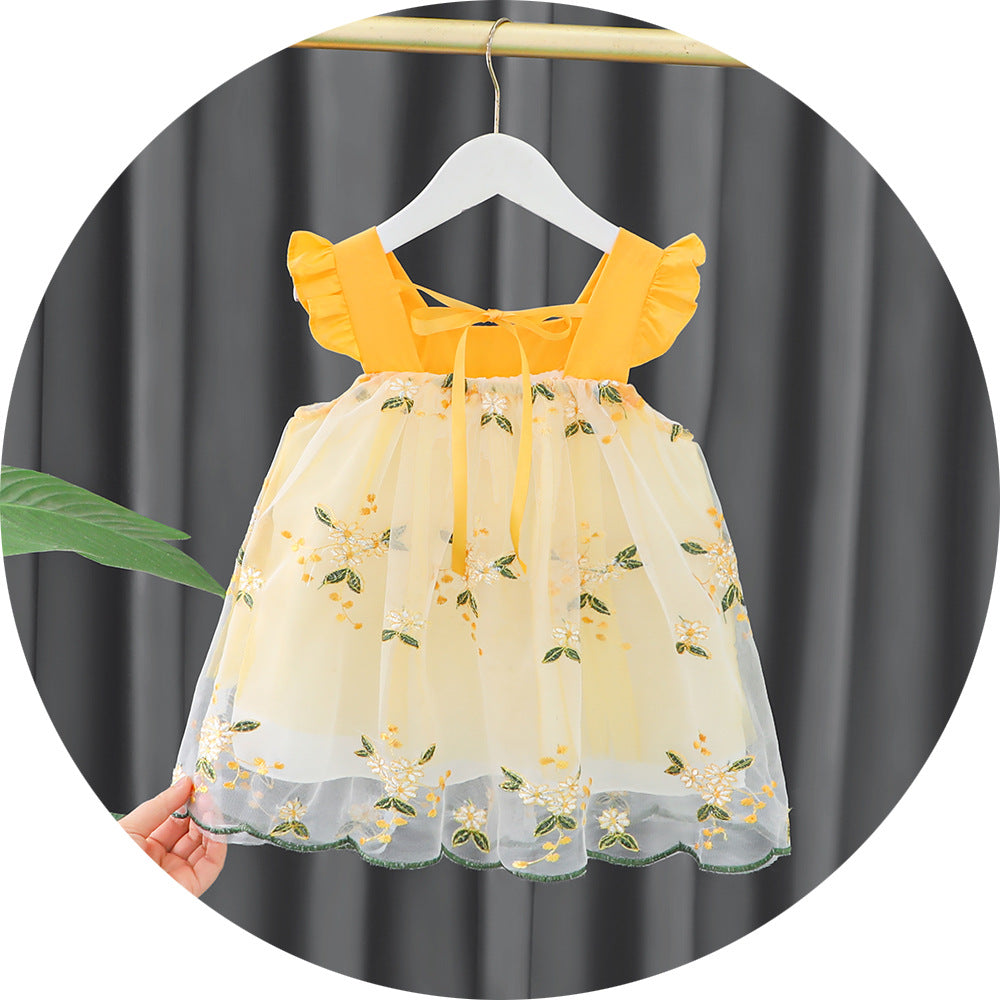 Vestido Infantil Floral Tule