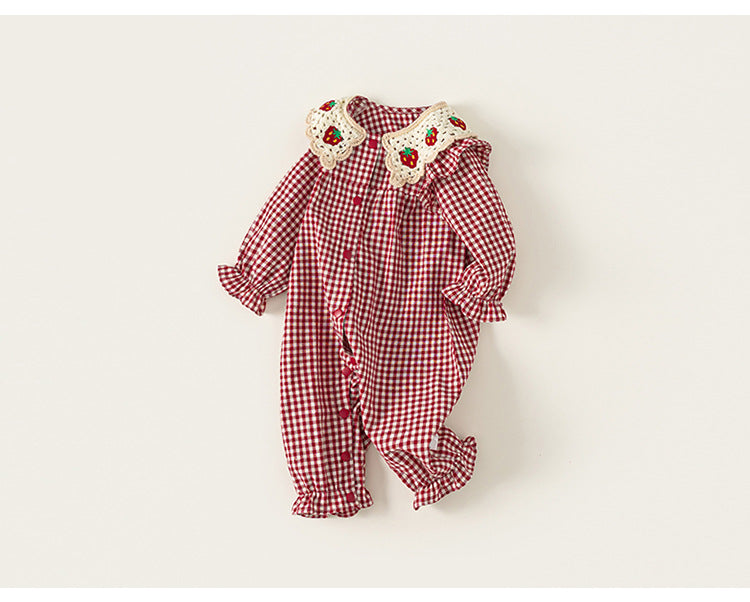 Macacão Infantil Xadrez Moranguinhos