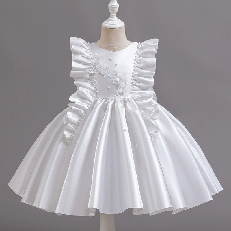 Vestido De Festa Luxo Florzinhas com Pérolas