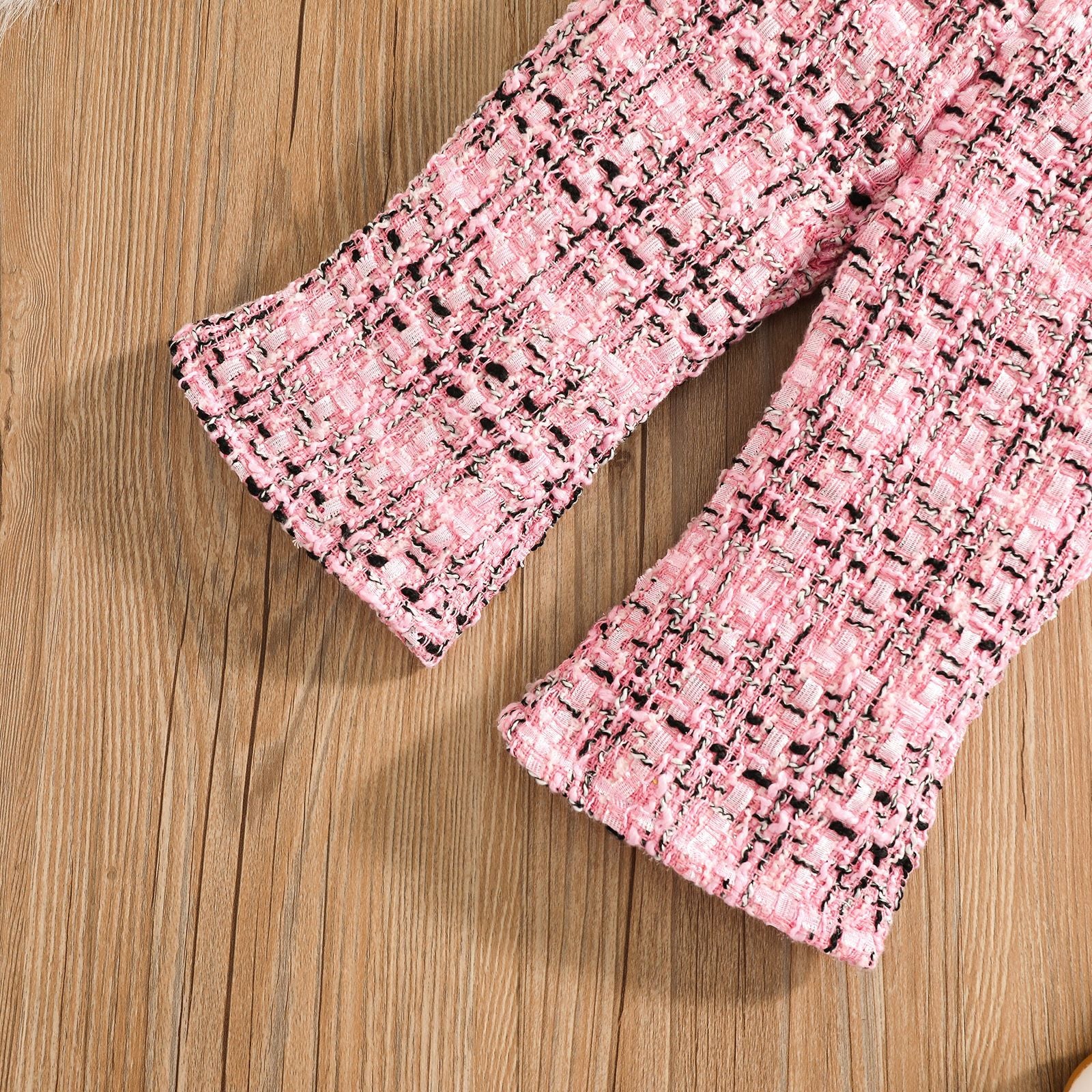 Conjunto Infantil Feminino Tweed Rosa Lacinhos