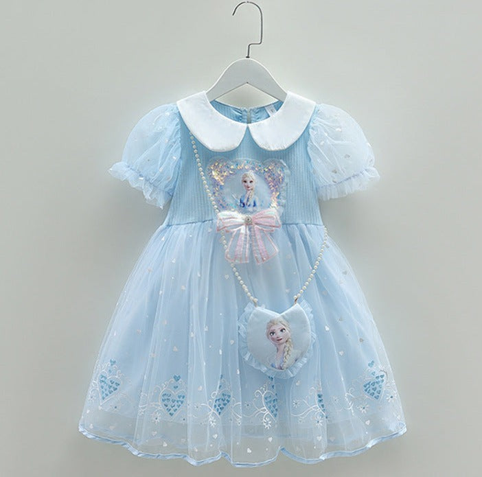 Vestido Infantil Tule Elsa Frozen