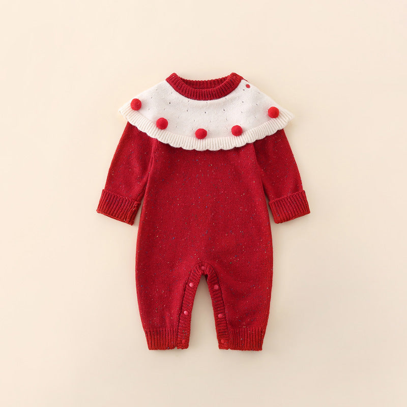 Macacão Infantil Feminino Tricô Pomponzinho