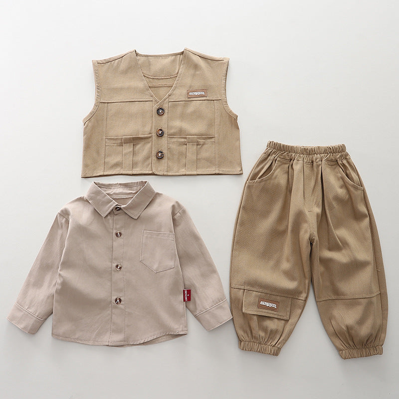 Conjunto Infantil Masculino 3 Peças Colete Bolsinhos