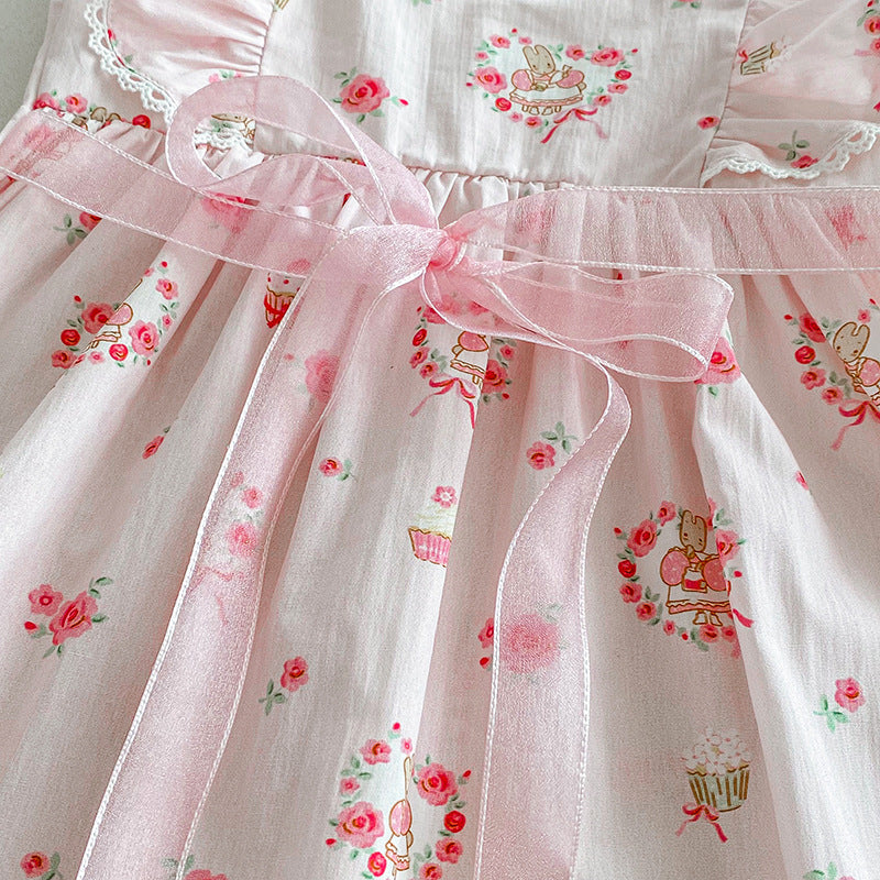 Vestido Infantil Ursinhos e Flores