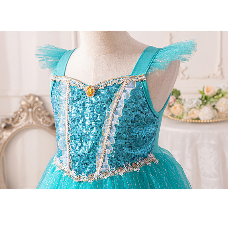 Vestido Infantil Princesa Azul Brilhante