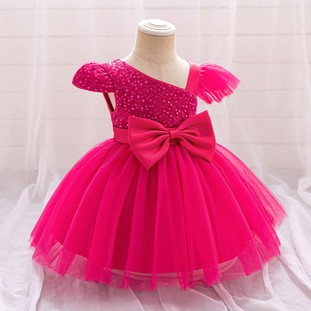 Vestido Infantil De Festa Strass Lacinho