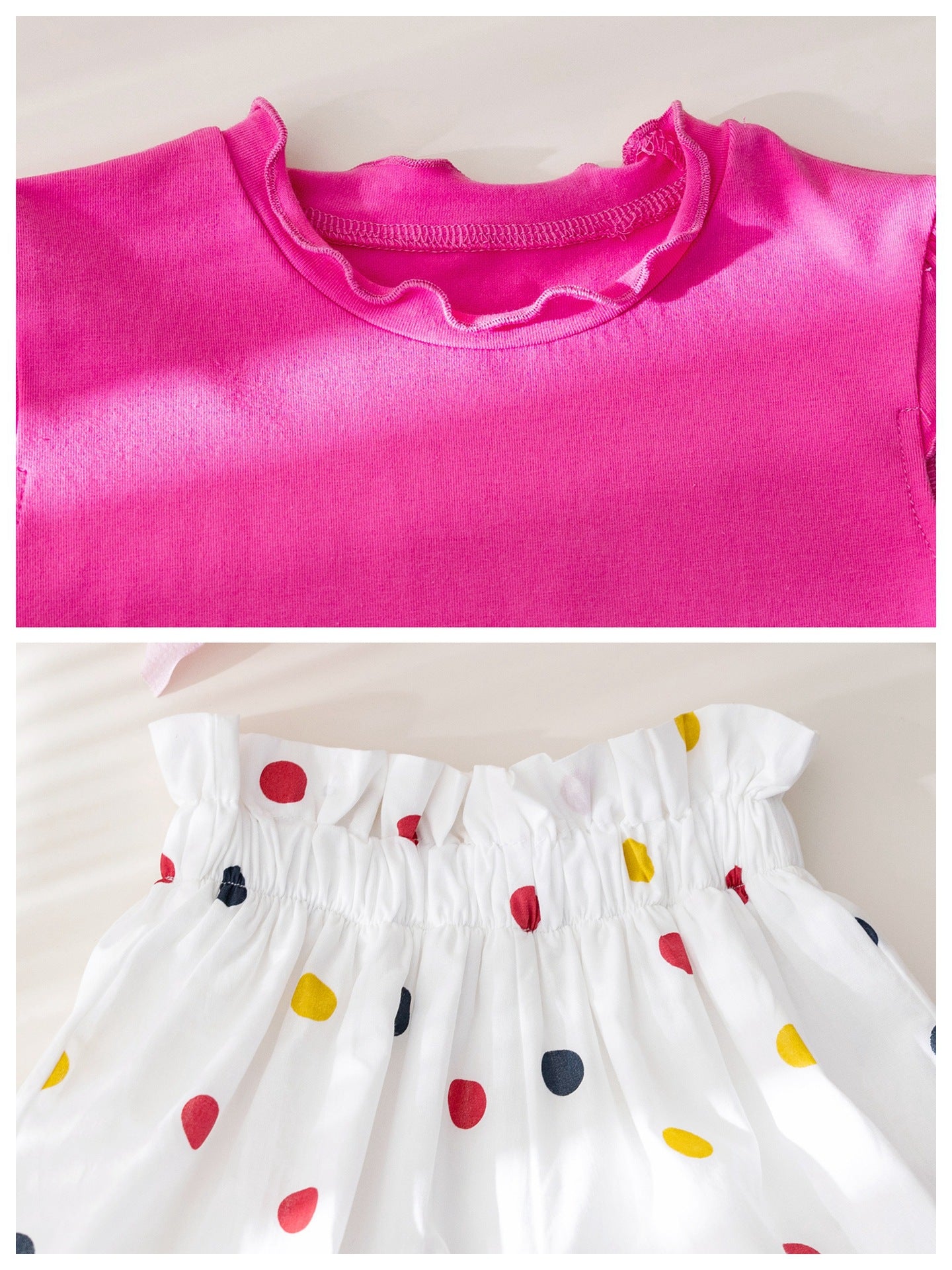 Conjunto Infantil Feminino Rosa e Bolinhas