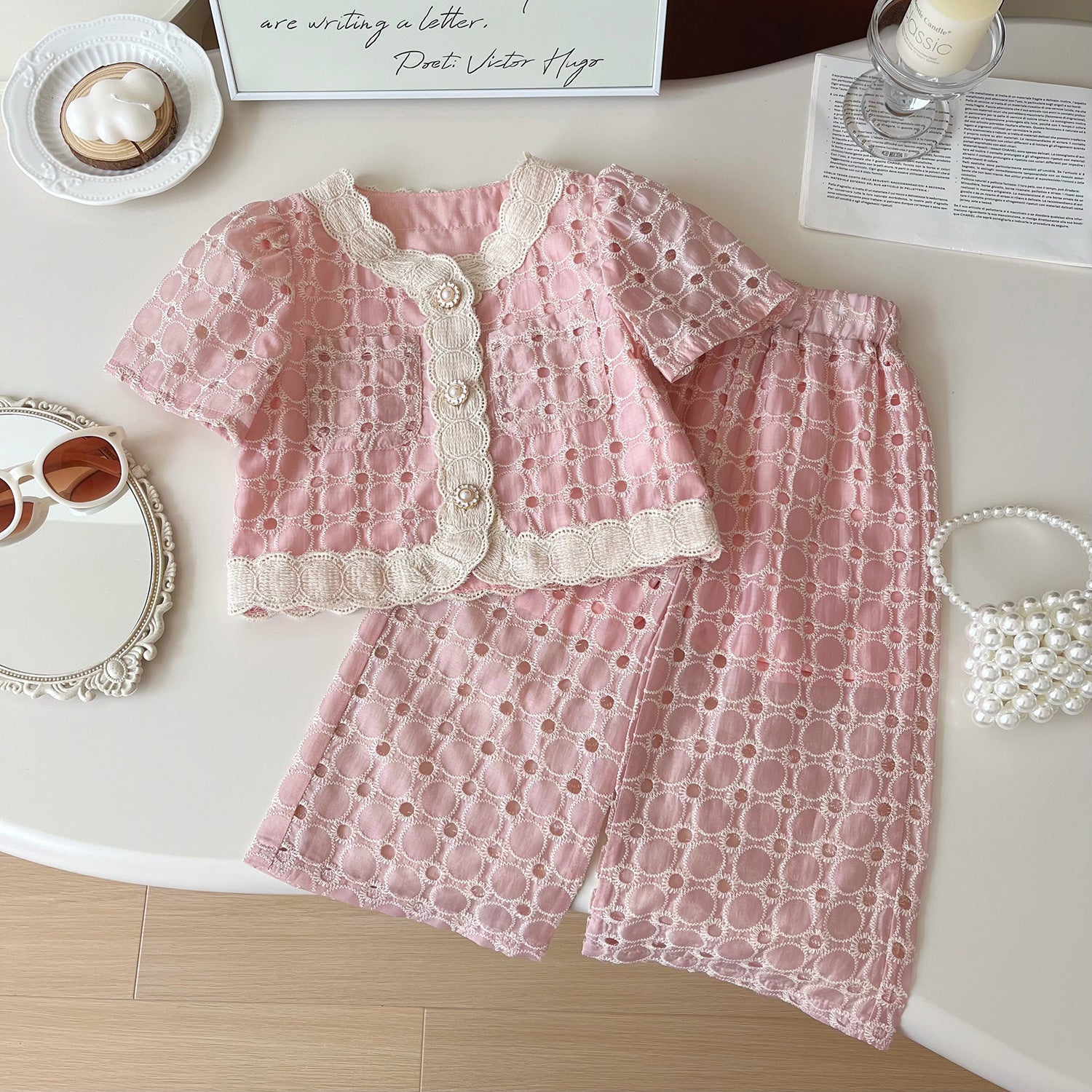 Conjunto Infantil Feminino Rosa 3 Peças