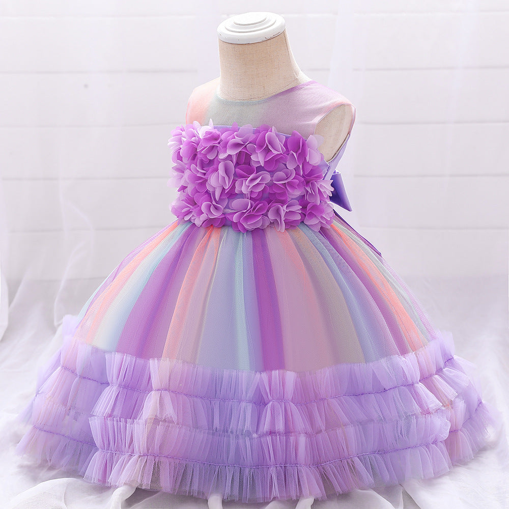 Vestido Infantil Tule Colors Florzinhas