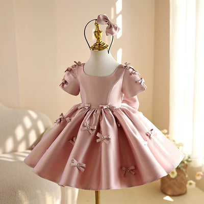 Vestido De Festa Infantil Rosa Lacinhos