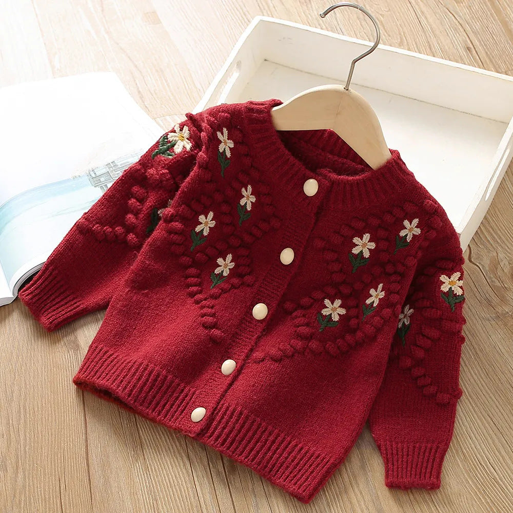 Cardigan Infantil Tricô Florzinhas