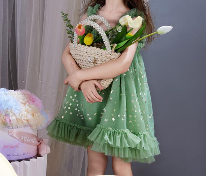 Vestido Infantil Tule Estrelinhas