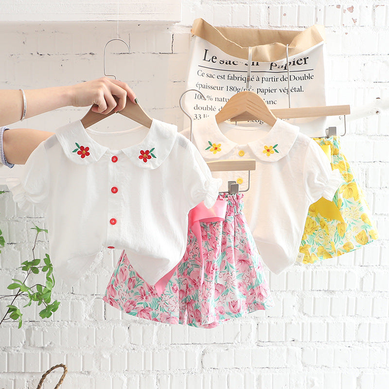 Conjunto Infantil Feminino Verão Florzinhas