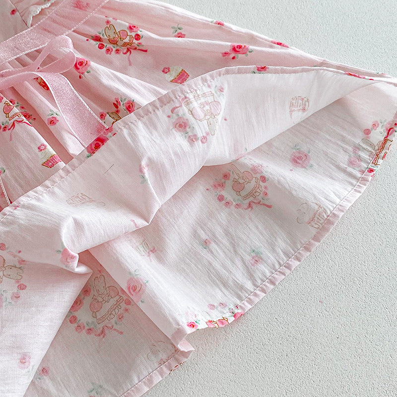 Vestido Infantil Ursinhos e Flores