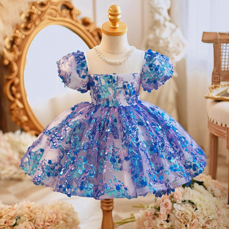 Vestido De Festa Infantil Lantejoulas