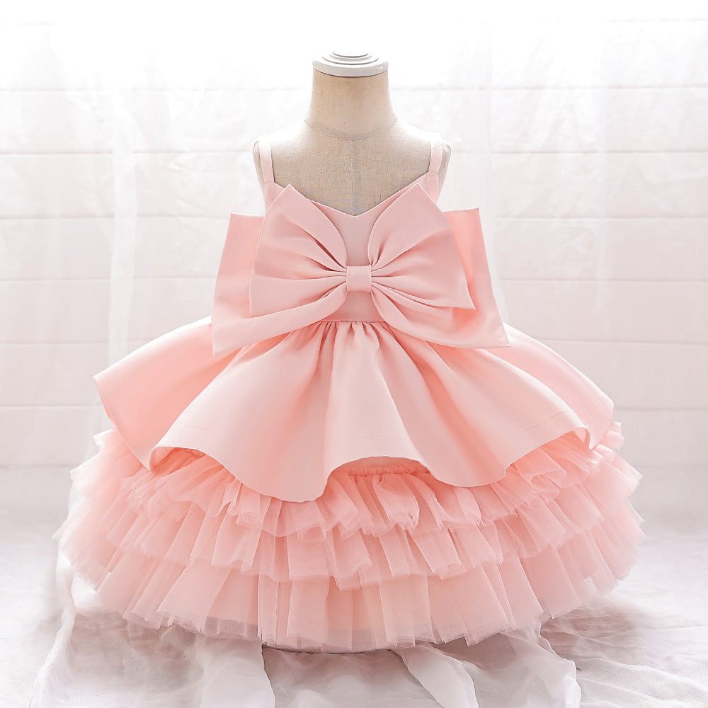 Vestido Infantil De Festa Tule Laço