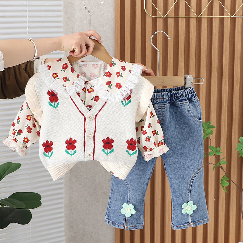 Conjunto Infantil Feminino 3 Peças Florzinhas