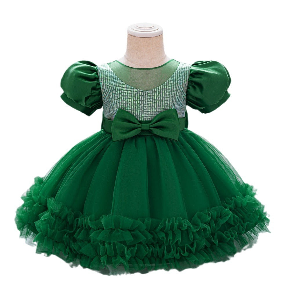 Vestido De Festa Infantil Lantejoulas Lacinho