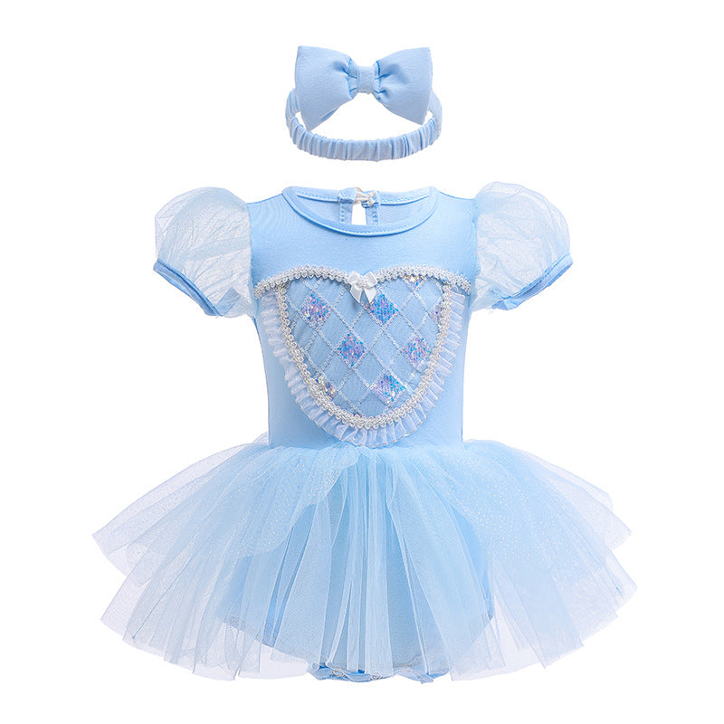 Vestido Infantil Princesa Azul Lacinho