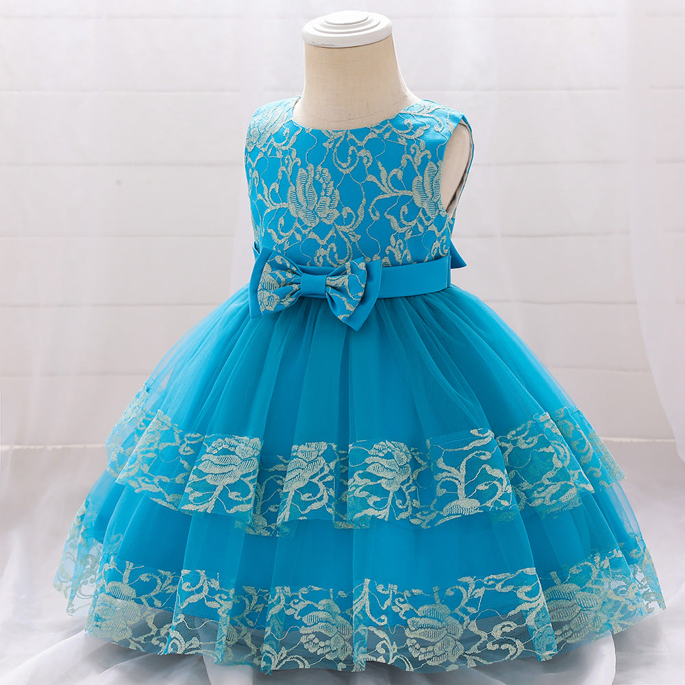 Vestido De Festa Infantil Renda Floral Lacinho