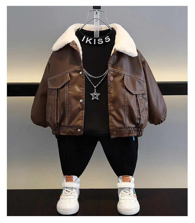 Jaqueta Infantil de Couro Peluciada