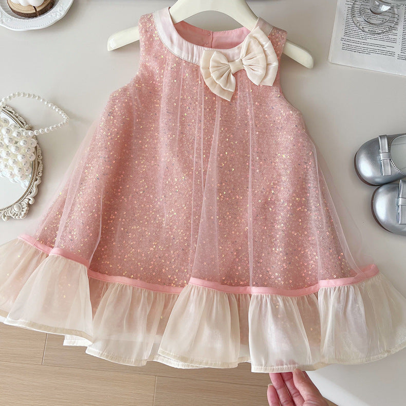 Vestido Infantil Brilhante Lacinho