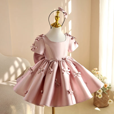 Vestido De Festa Infantil Rosa Lacinhos