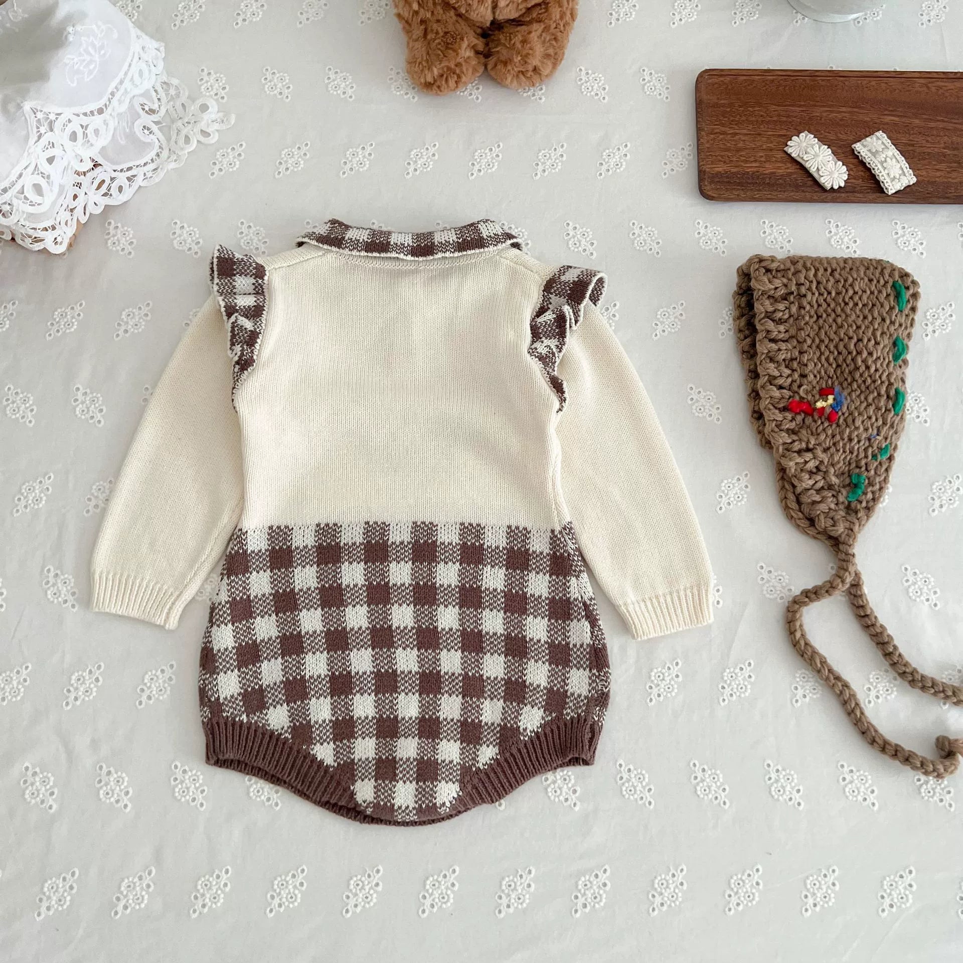 Body Infantil Feminino Xadrez Florzinhas