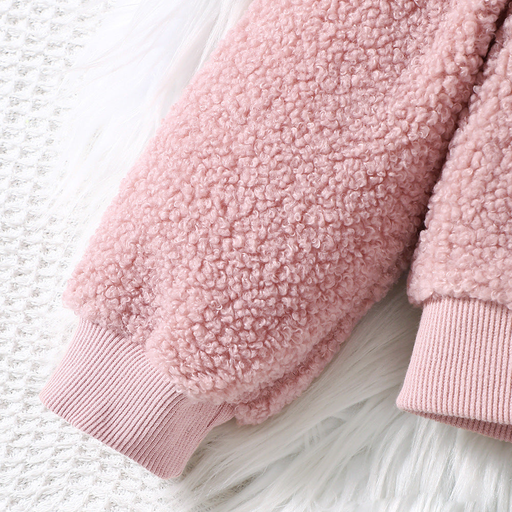 Casaco Infantil Feminino Rosa de Lã