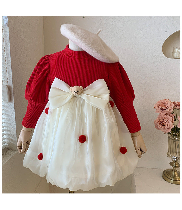 Vestido Infantil Laço Ursinho