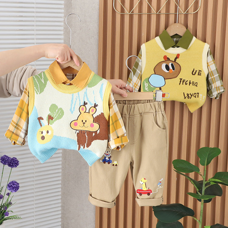 Conjunto Infantil Masculino 3 Peças Bichinhos