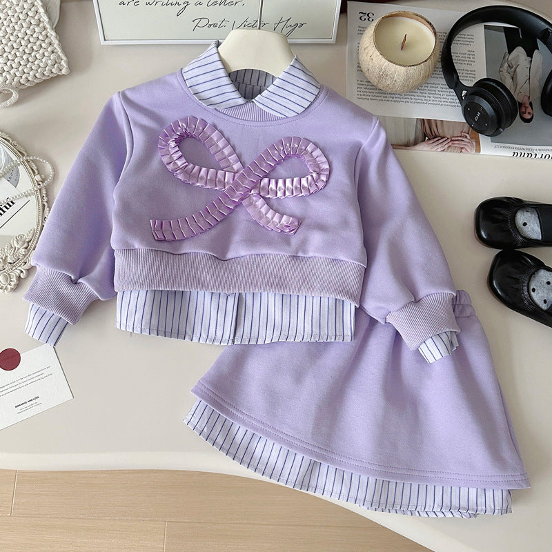 Conjunto Infantil Feminino Roxo Lacinho