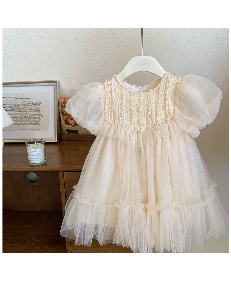 Vestido Infantil De Tule Pérolas