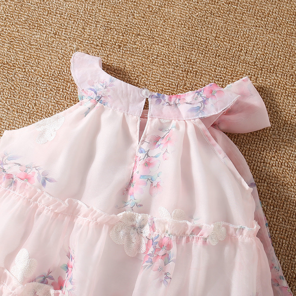 Vestido Infantil Floral Lacinho