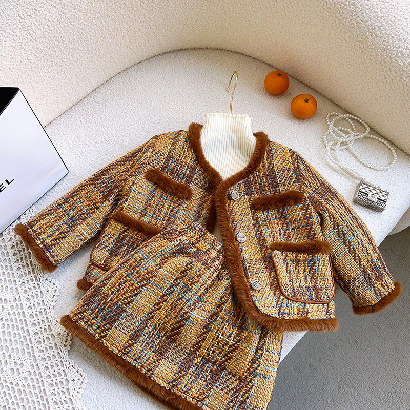 Conjunto Infantil Feminino Boutique Tweed Pelinhos