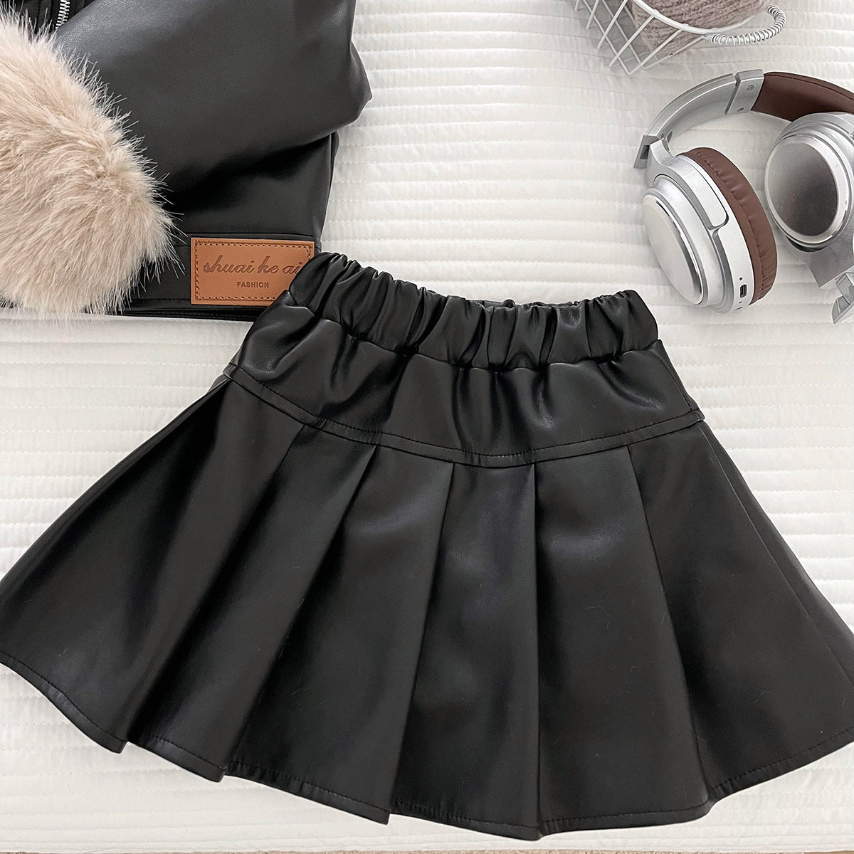 Conjunto Infantil Feminino Preto Pelinhos