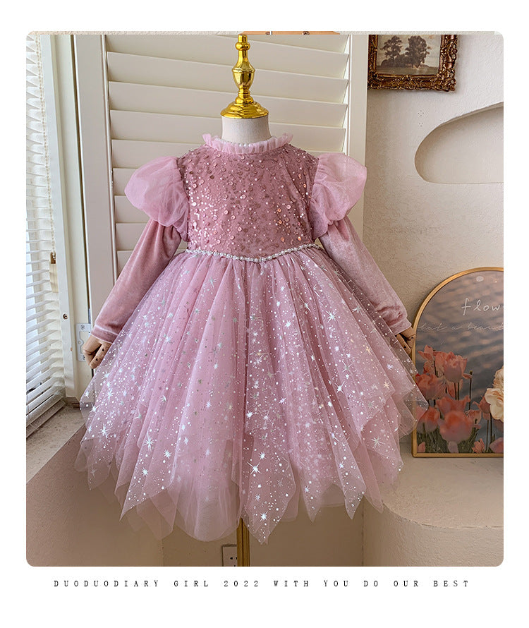 Vestido de Festa Infantil Rosa Brilhante