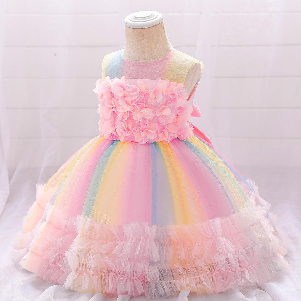 Vestido Infantil Tule Colors Florzinhas