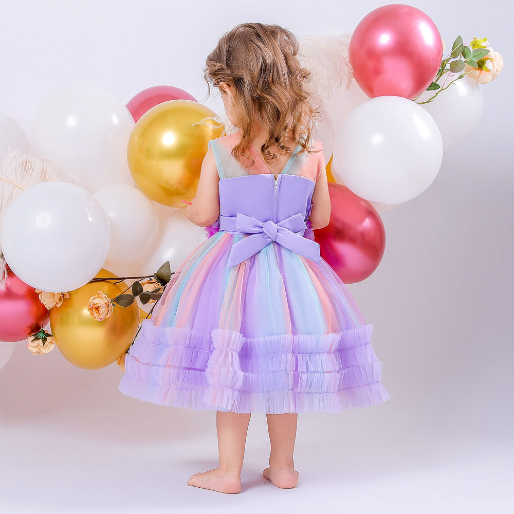 Vestido Infantil Tule Colors Florzinhas