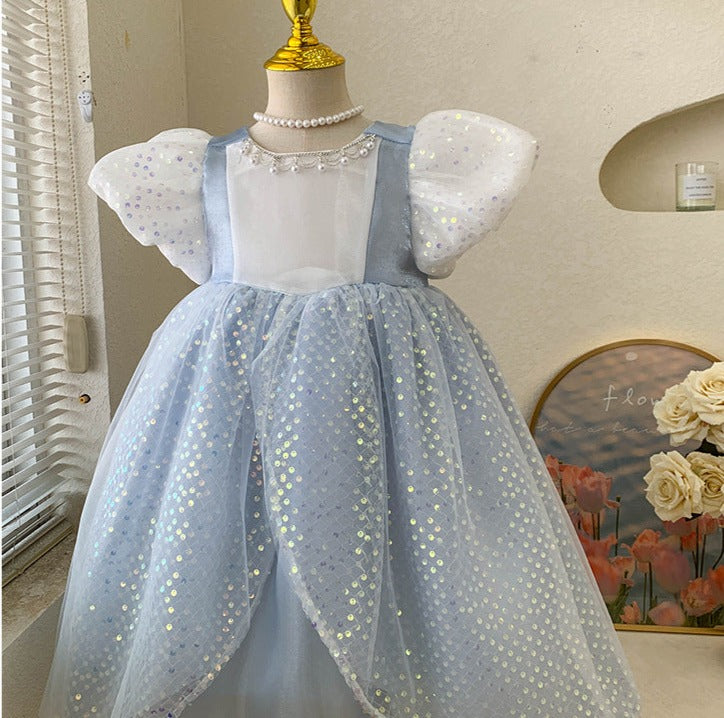 Vestido Infantil Azul Lantejoulas