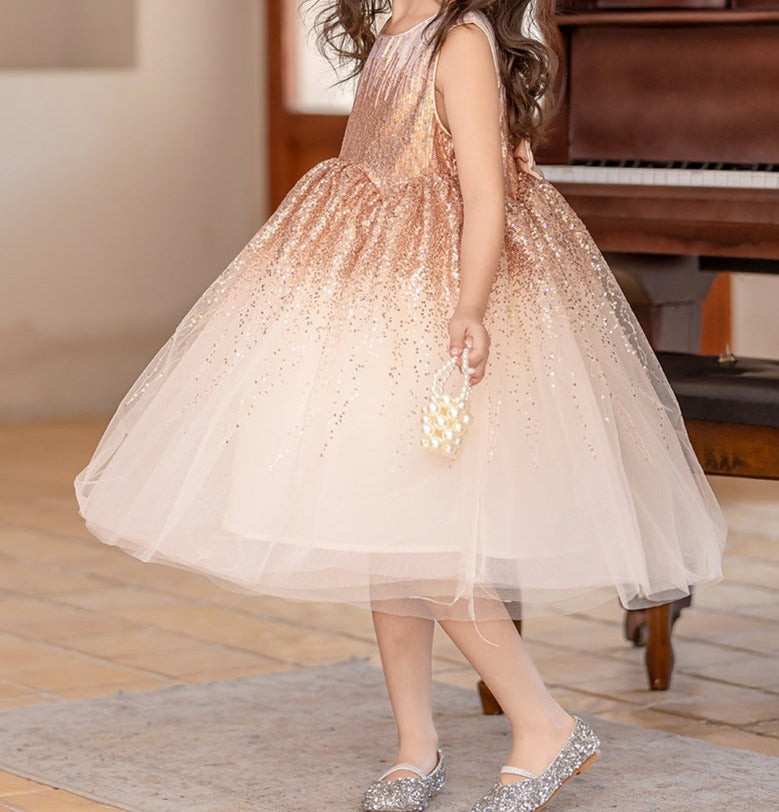 Vestido Infantil Princesa Brilhante Lacinho